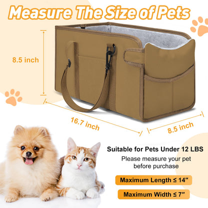 Portable Dog Car Seat for Small Dogs Adjustable Safety Leash, Seat