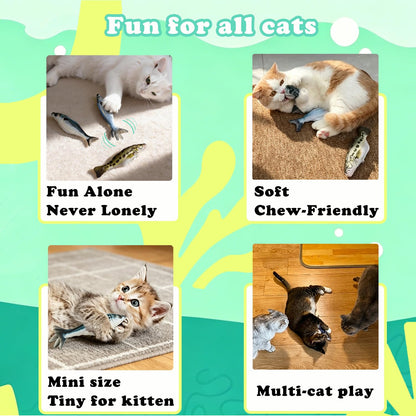 Satauko Realistic Floppy Fish Cat Toys, 3 Pack Mini-Sized, Moving Toys