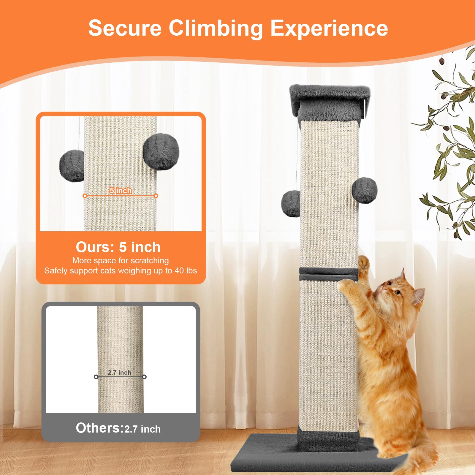 Cat Scratching Post Nature Sisal Scratch Post for Indoor Scratcher