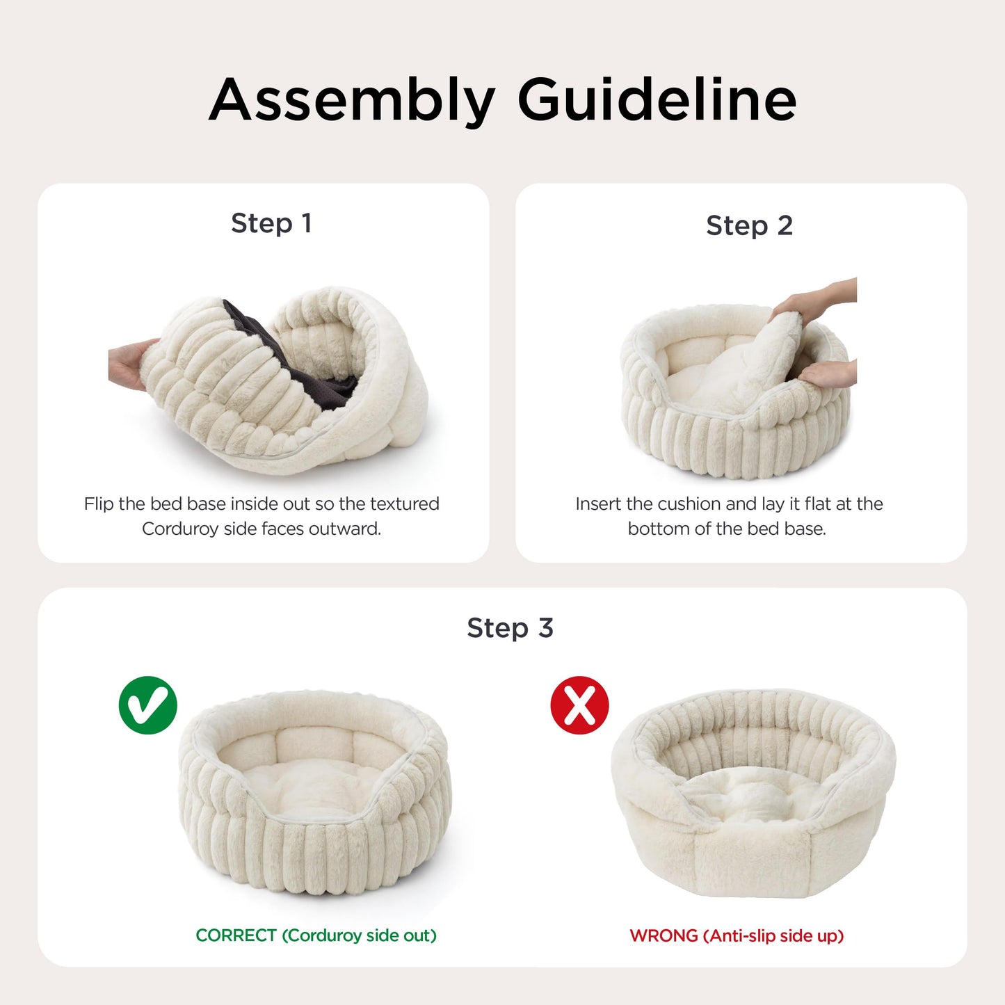 Bedsure ComfyFleece™ Cat Bed, Washable Round Cute Pet Beds for Bed