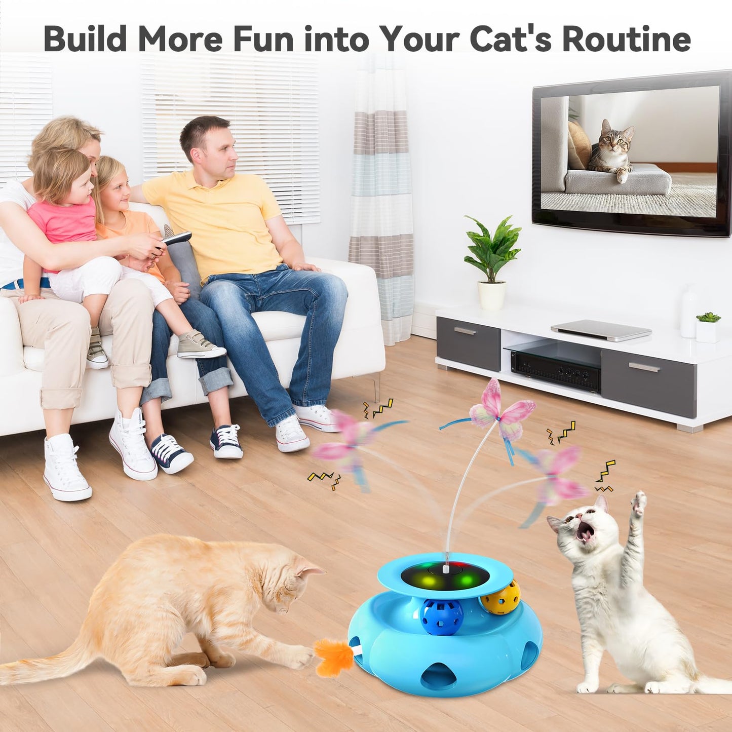 Xuyub 3in1 Interactive Cat Toys for Indoor Cats Balls