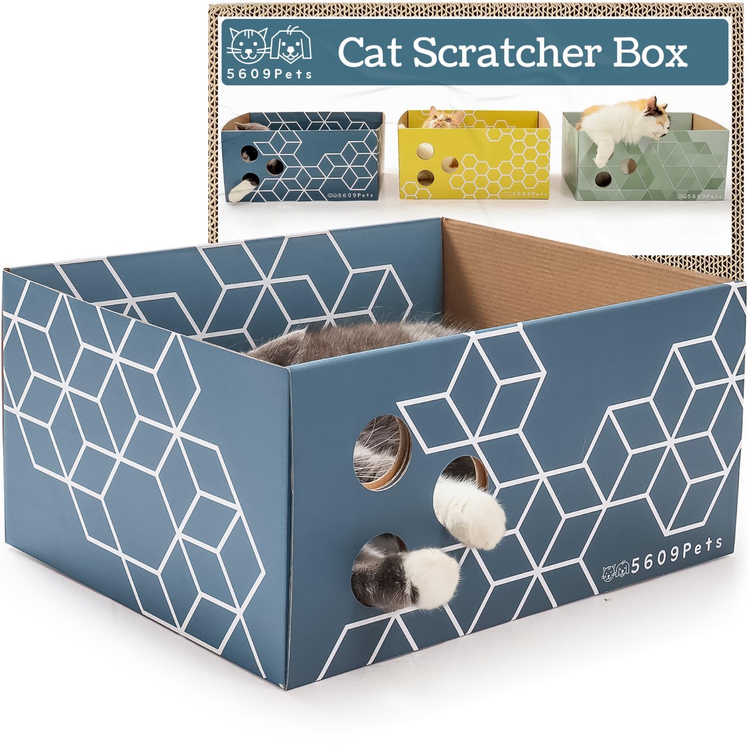 5609PETS Cat Scratching Box, Extra Large Refillable Double-Sided Pad
