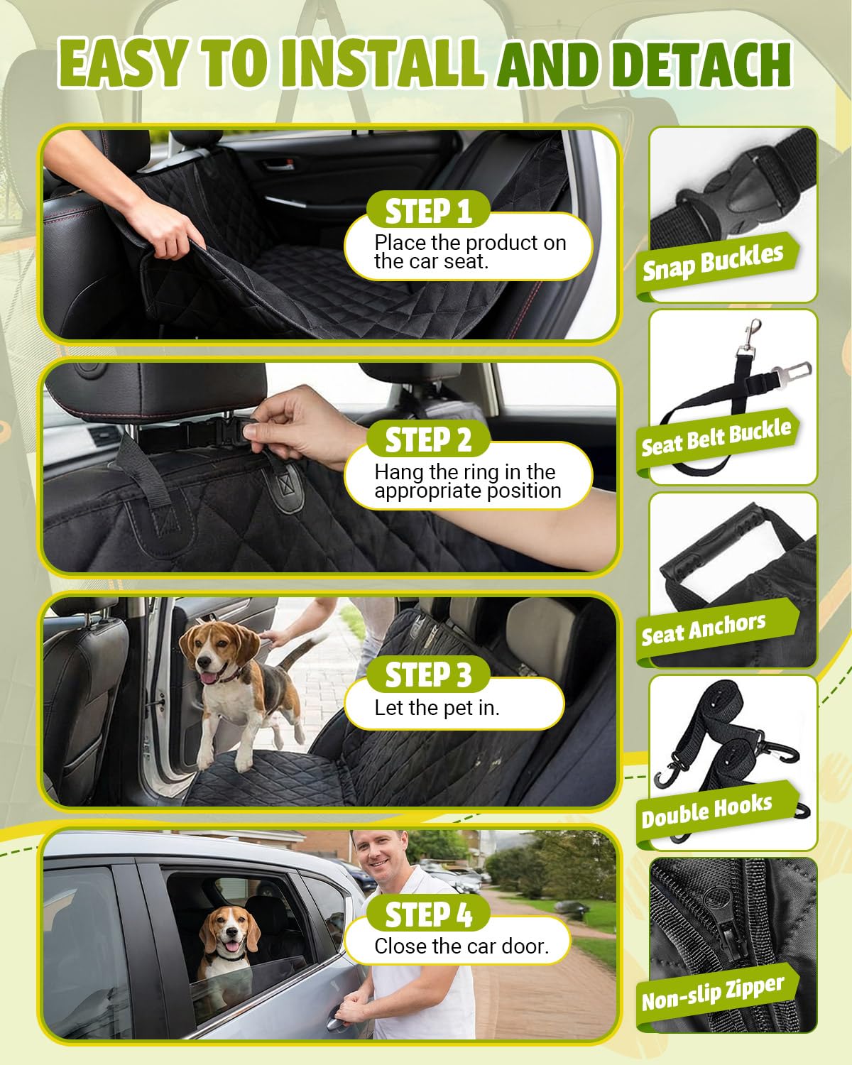 Dog Car Seat Cover, 600D Heavy Dute Durable Car Seat Cover