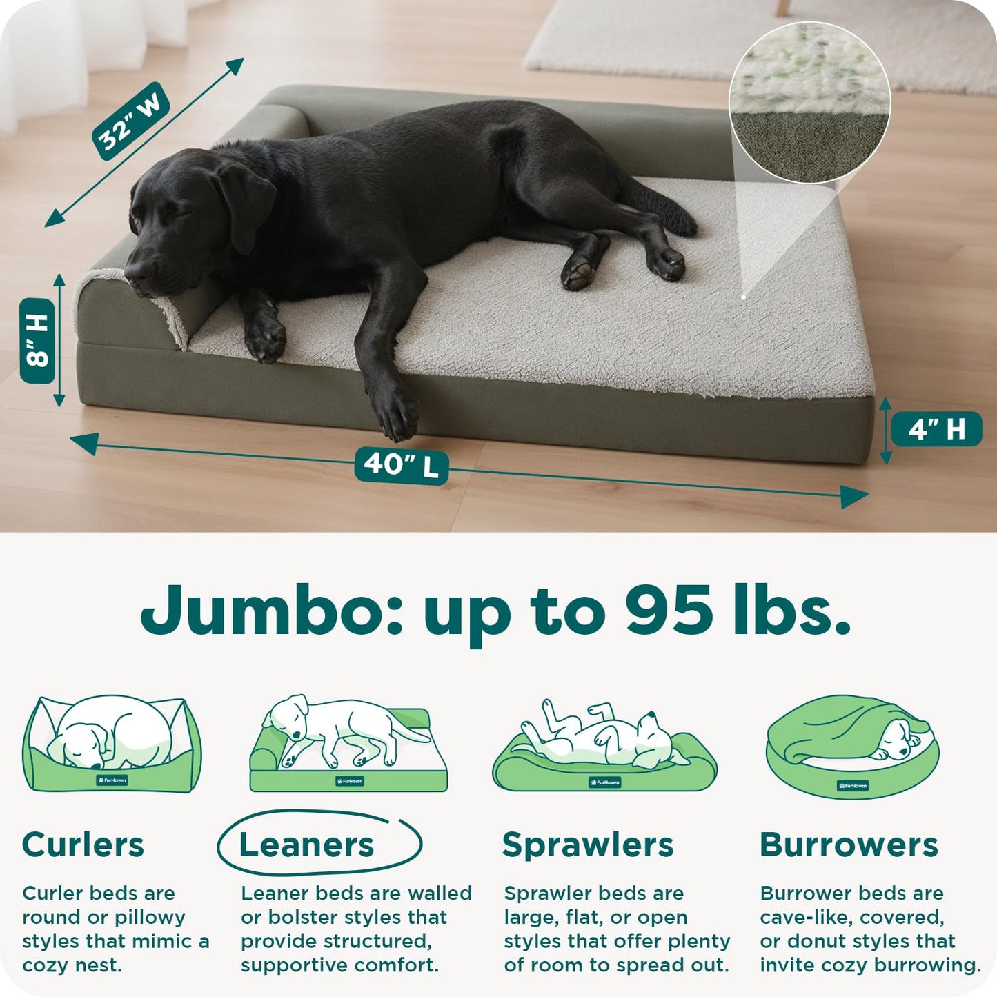 FurHaven Orthopedic Dog Bed for Large Dogs, L-Shaped Chaise Mattress