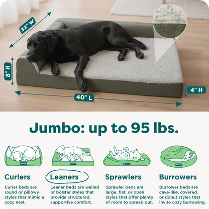 FurHaven Orthopedic Dog Bed for Large Dogs, L-Shaped Chaise Mattress