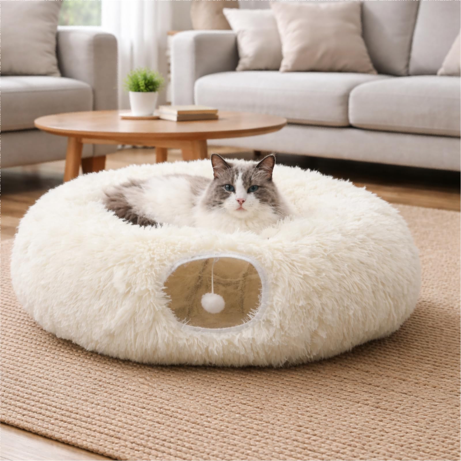 Grelife Cat Tunnel Bed for Indoor Cats, Cute Cat Tunnel Toys, Bed