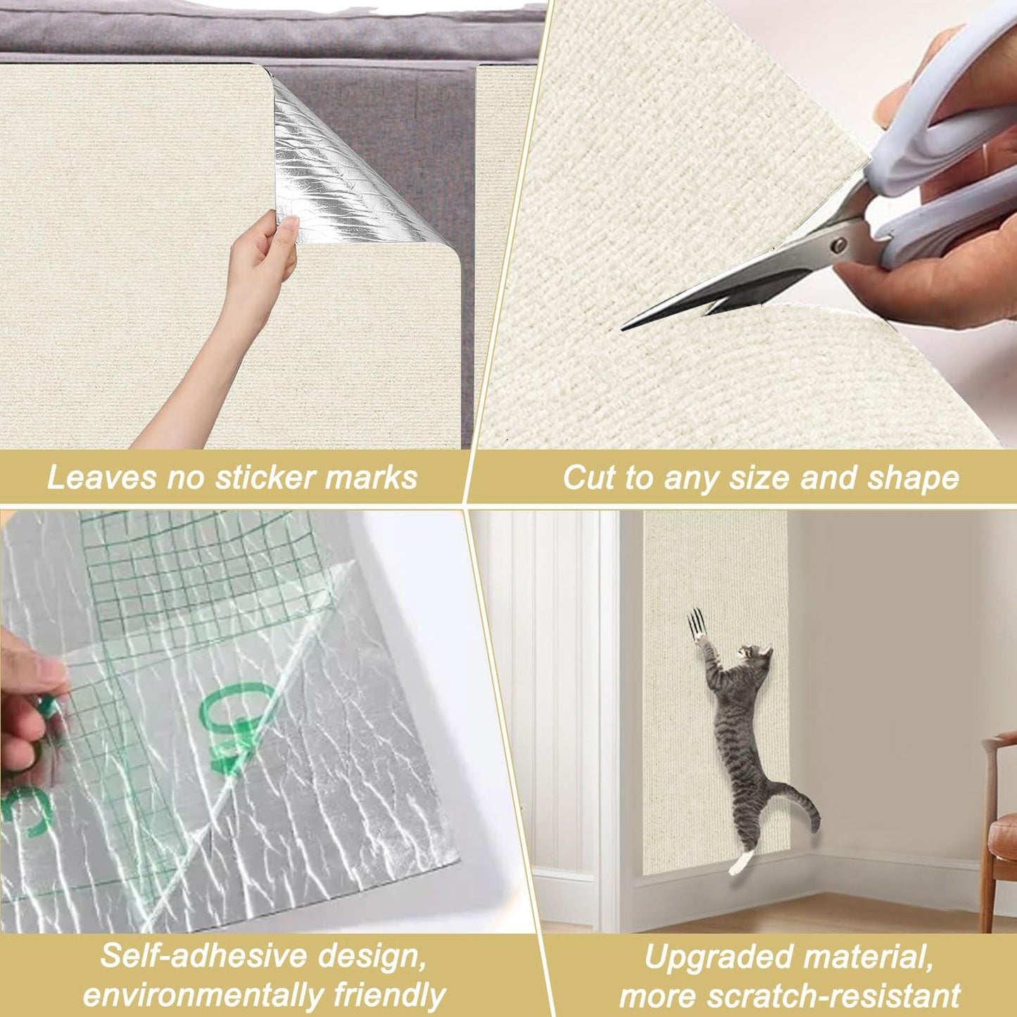 Cat Scratching Mat, x15.9" Trimmable Self-Adhesive Cat Scratch Mat