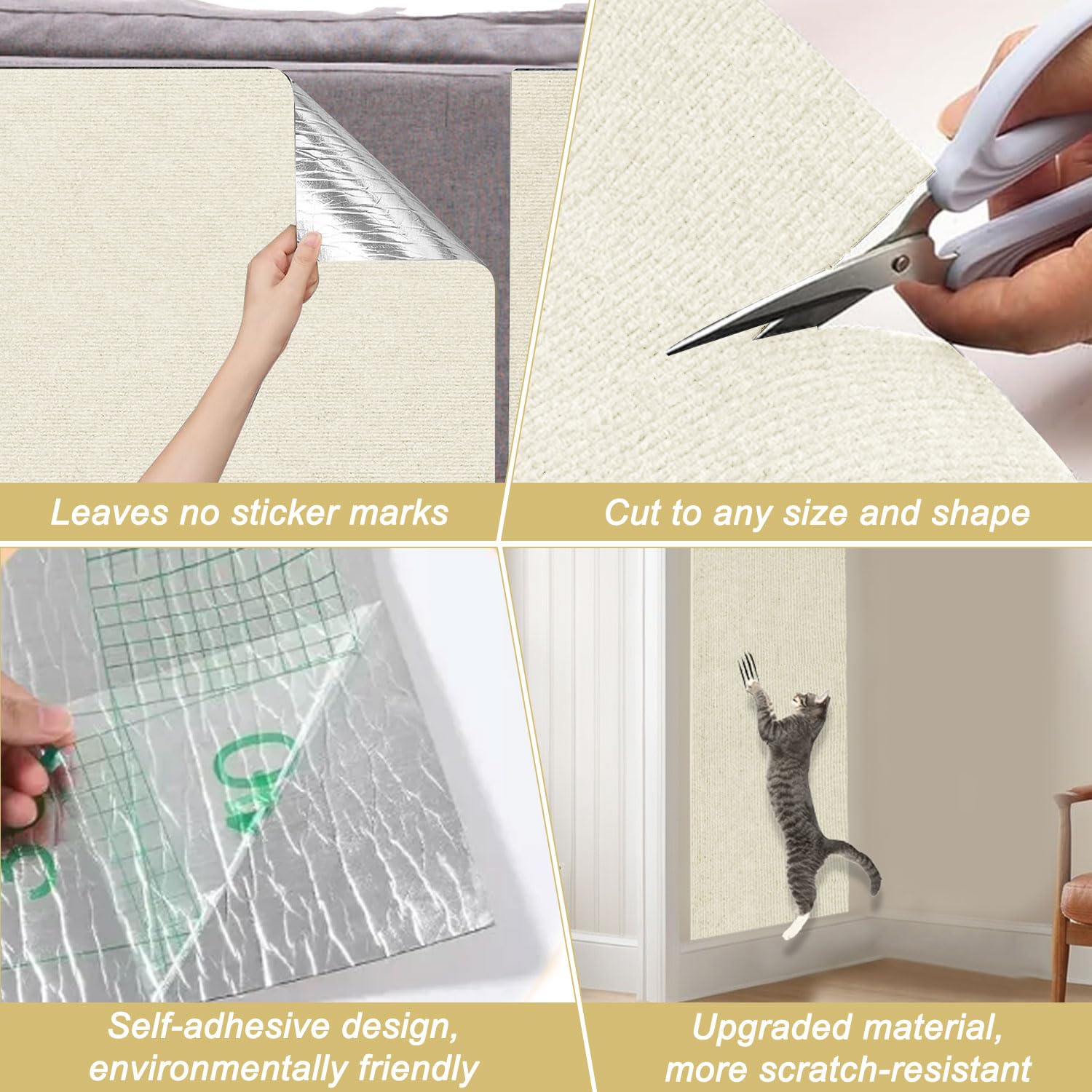 Cat Scratching Mat, x15.9" Trimmable Self-Adhesive Cat Scratch Mat