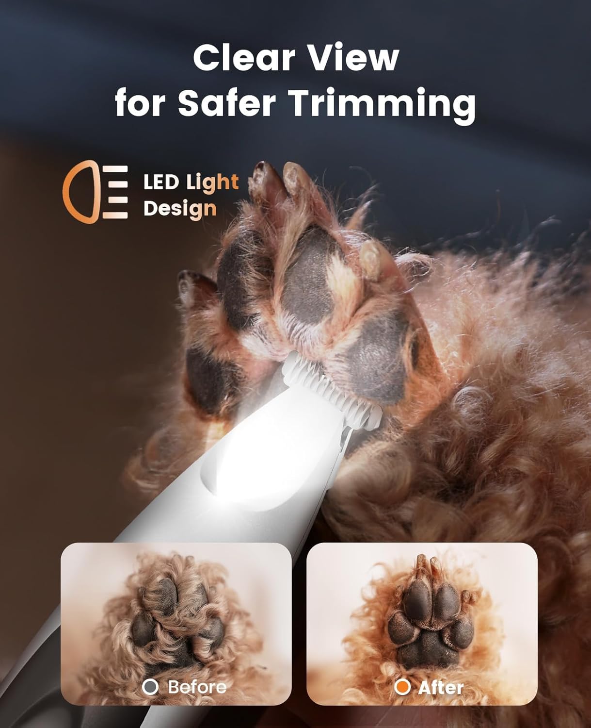oneisall 1 Quiet Paw Trimmer and Dog Nail Grinder with LED Clipper