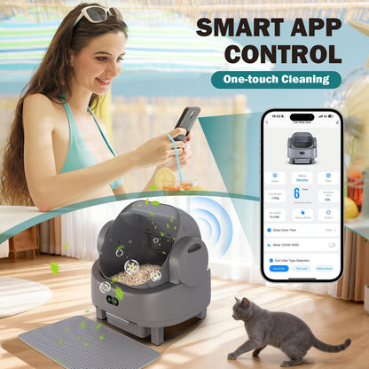 Automatic Litter Box, Open Top Large Self Cleaning Cat Litter Box