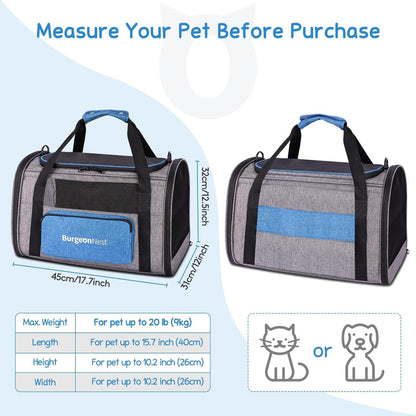 BurgeonNest Cat Carrier for Large Cats ,Medium Pet Under ,2 Carrier