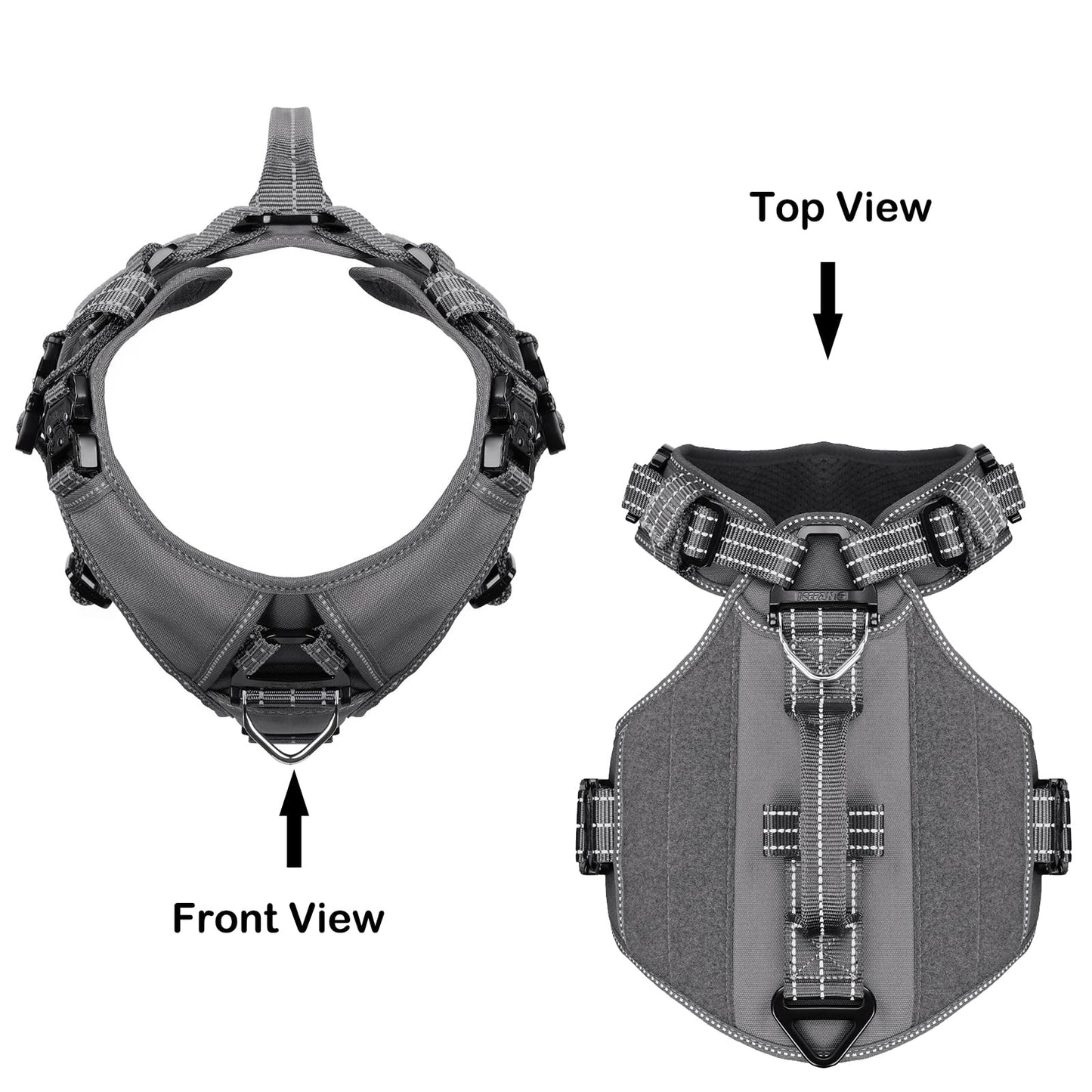 ICEFANG GN8 Tactical Dog Harness with 4X Metal Buckles for Large Leash