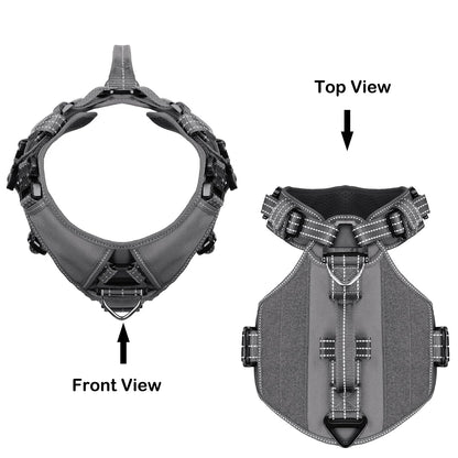 ICEFANG GN8 Tactical Dog Harness with 4X Metal Buckles for Large Leash
