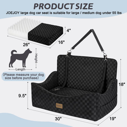 JOEJOY Dog Car Seat for Medium/Large Dogs Reversible Dual-Sided Seat