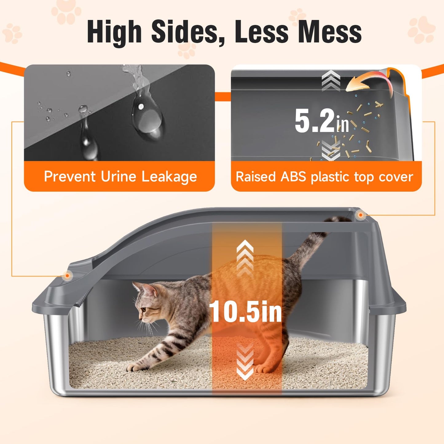 2PACK Stainless Steel Litter Boxes, Extra Large XL Odor Free Metal Box