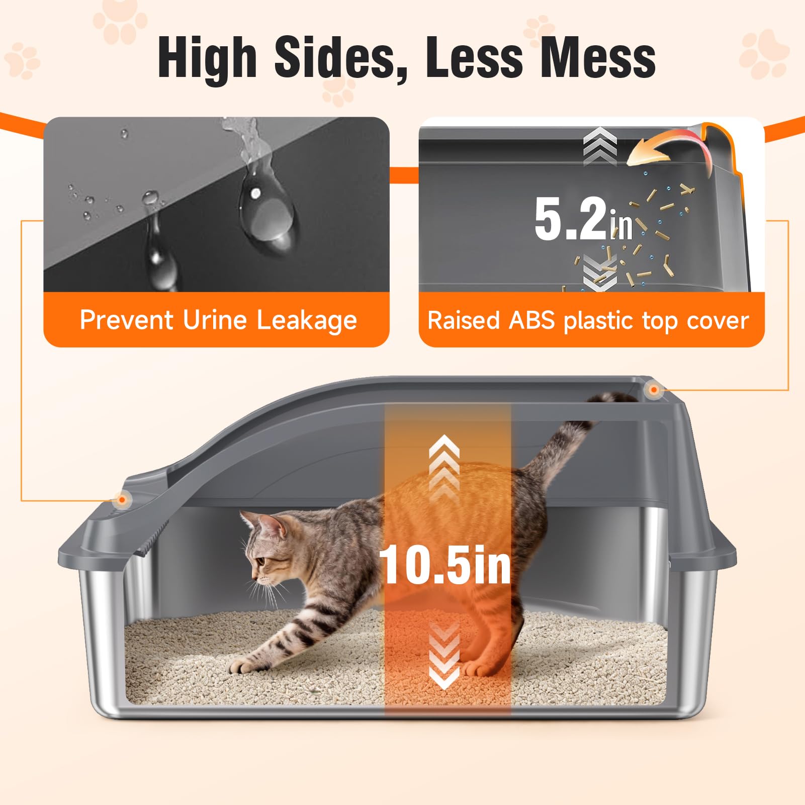 2PACK Stainless Steel Litter Boxes, Extra Large XL Odor Free Metal Box