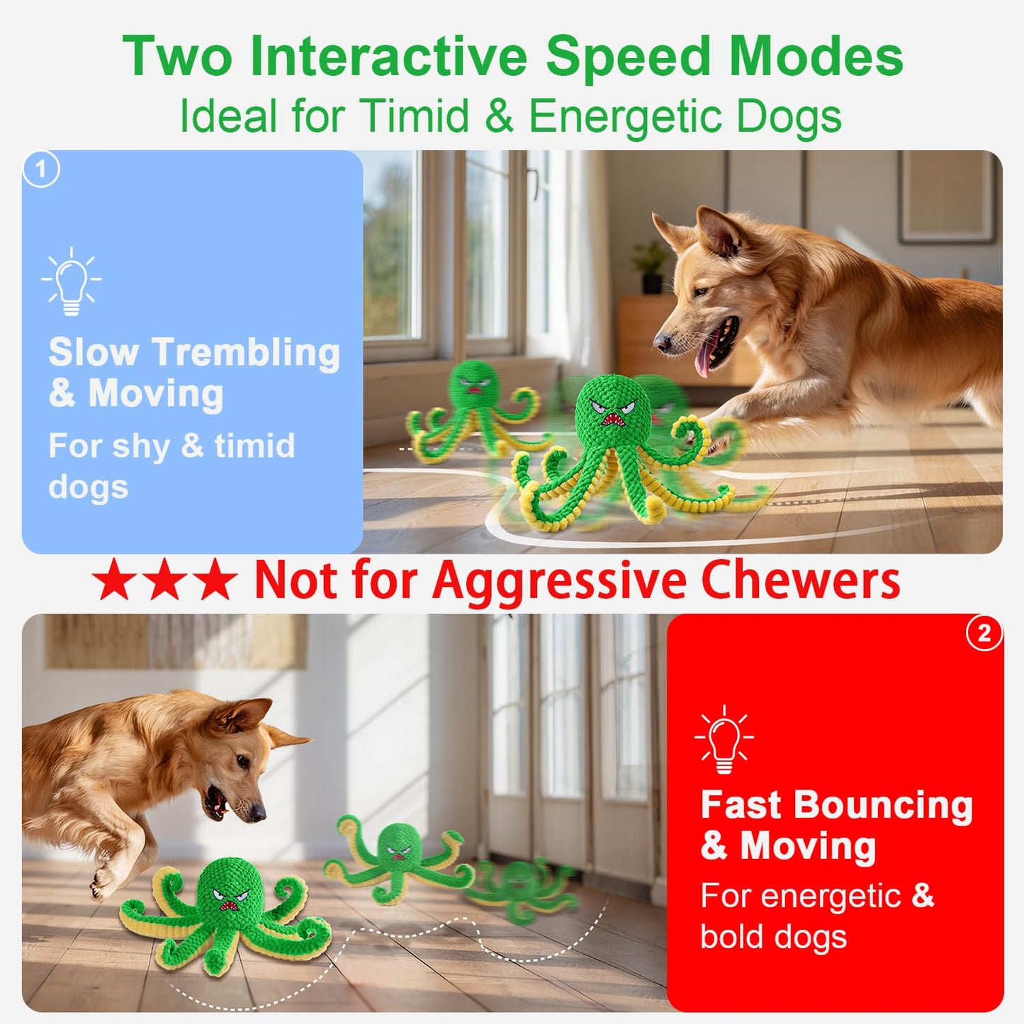 Qraxond Interactive Dog Toys Octopus,Durable Automatic Jumping Dog Toy