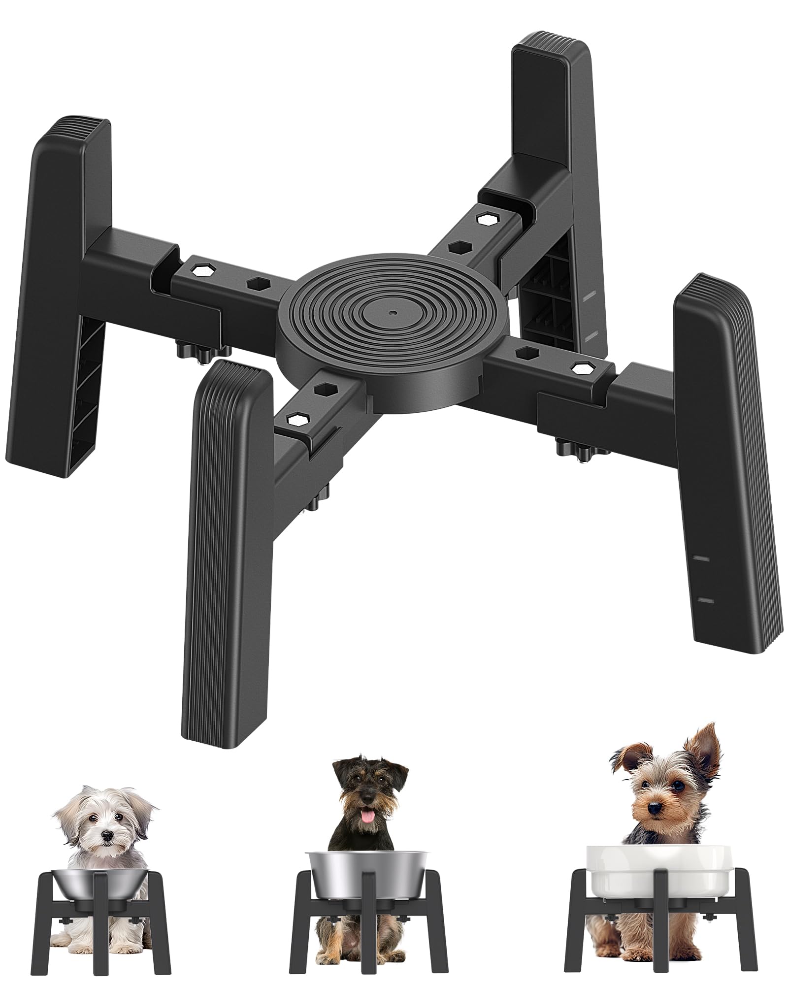 CZPET Dog Bowl Stand with Adjustable Width [Stand Only], Elevated Bowl