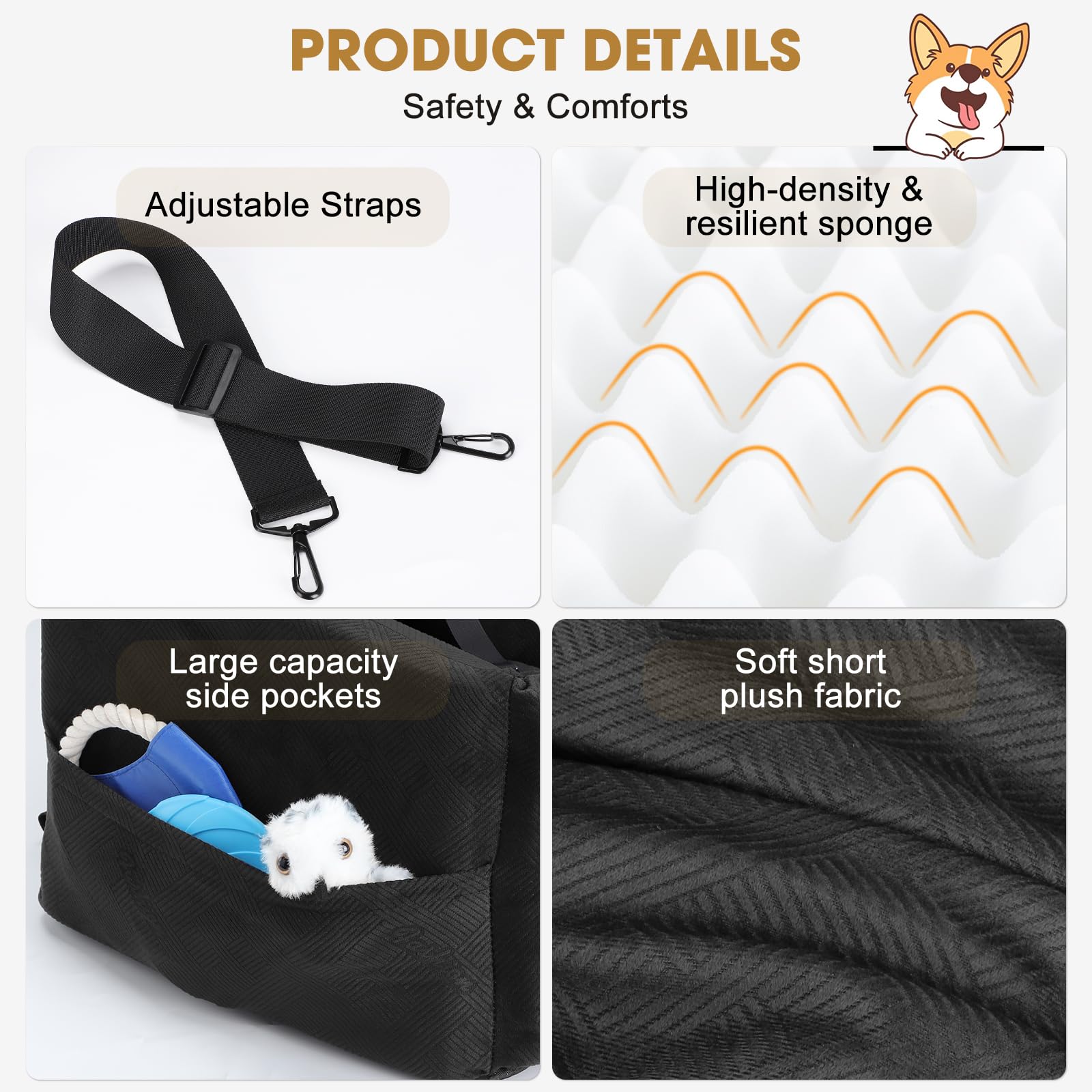 JOEJOY Dog Car Seats for Small Medium Dogs Under Dog Booster Seat