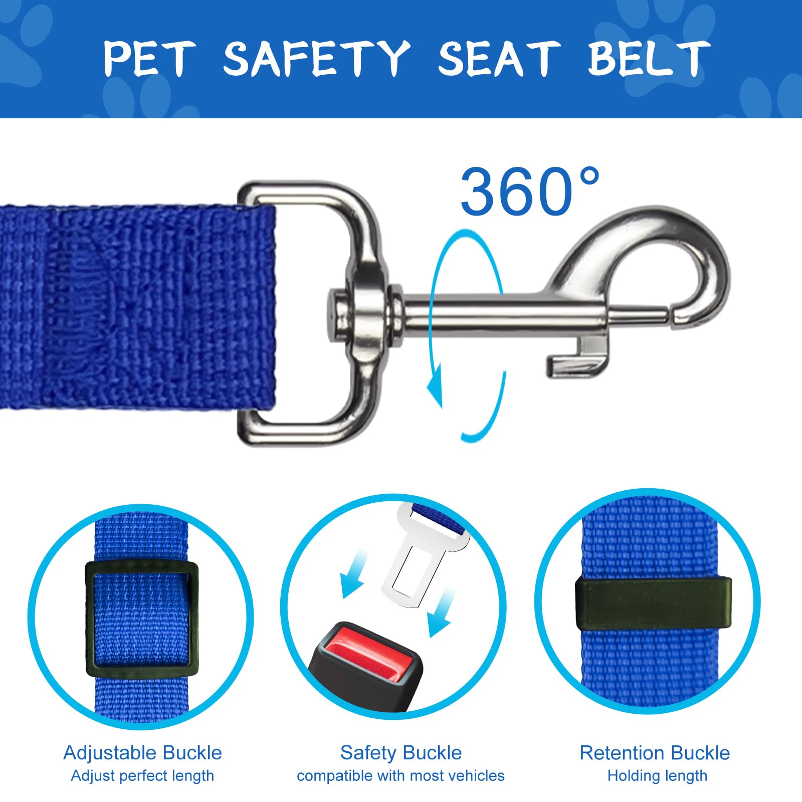 2 PCS Dog Seat Belt for Car Frskcssd Adjustable Dog Car Harness Seat