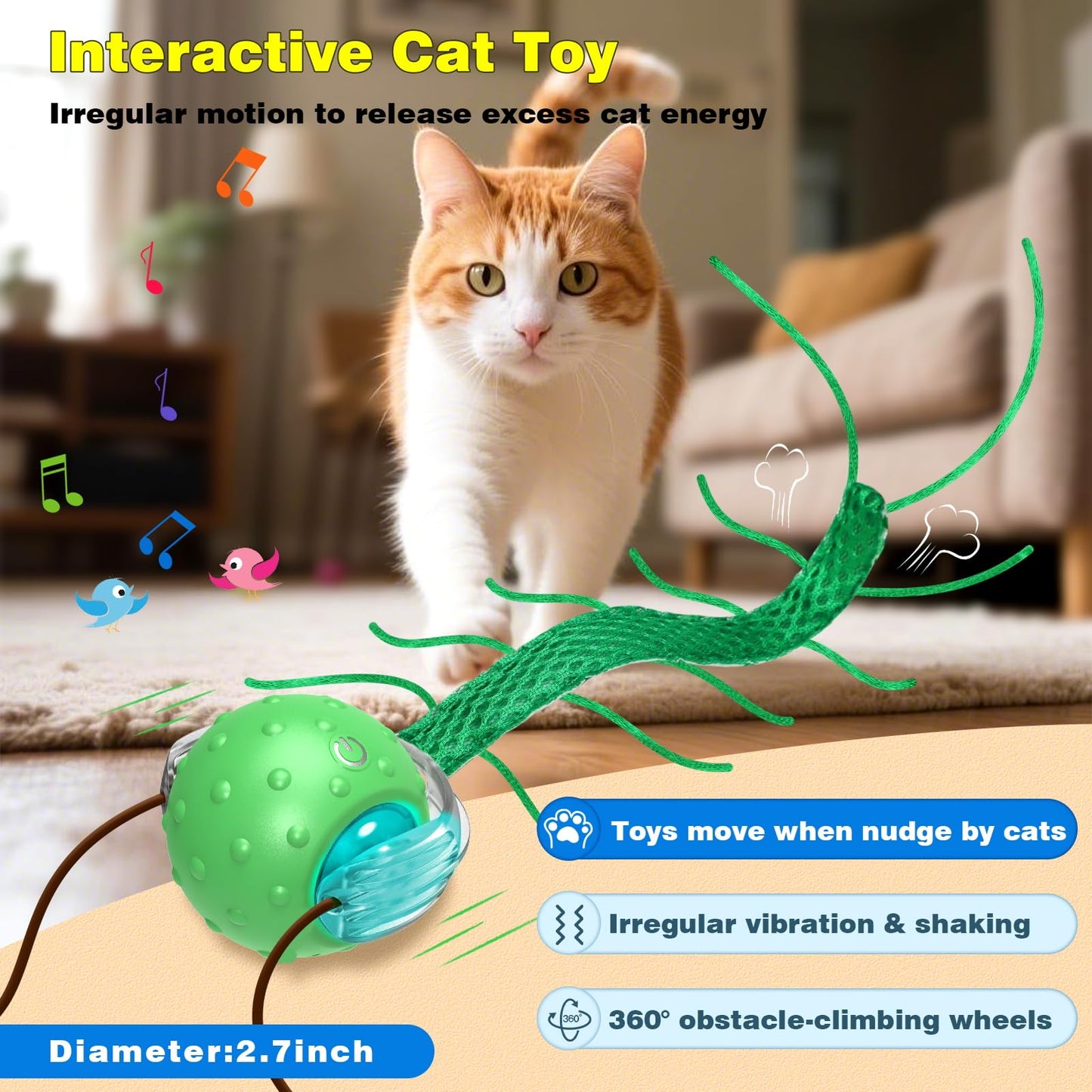Saolife Interactive Cat Toys for Indoor Cats, Moving Cat Ball