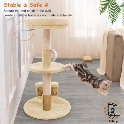 Goozii Large Cat Tree Tower with Scratching Post, Modern Kitten Bed
