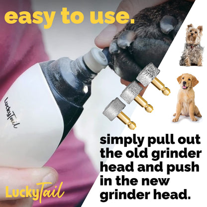 LUCKY TAIL Dog Nail Grinder Regular, Hard Soft Replacement Head Kit