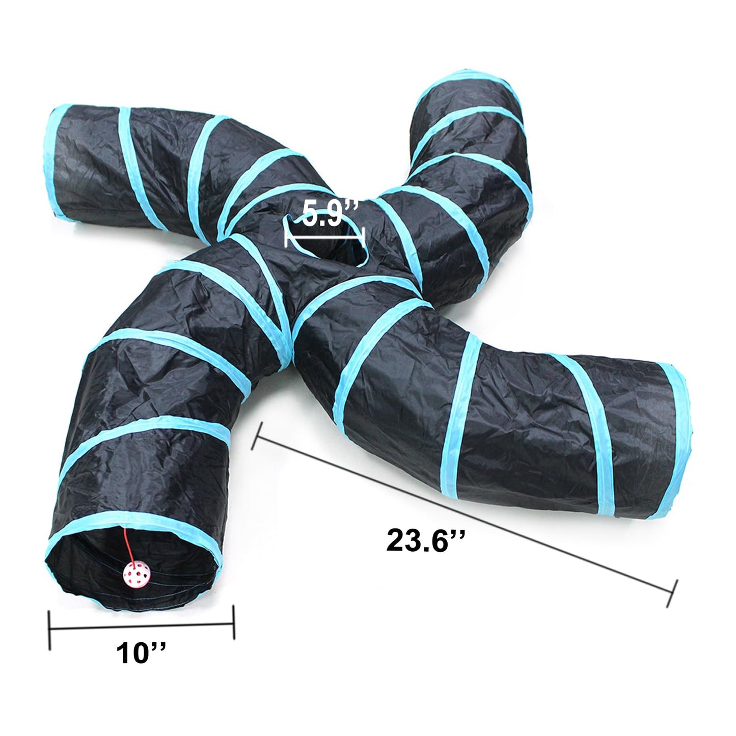 Bemodst Collapsible S-Shape Cat Tunnels 4 Way Interactive Maze Toy
