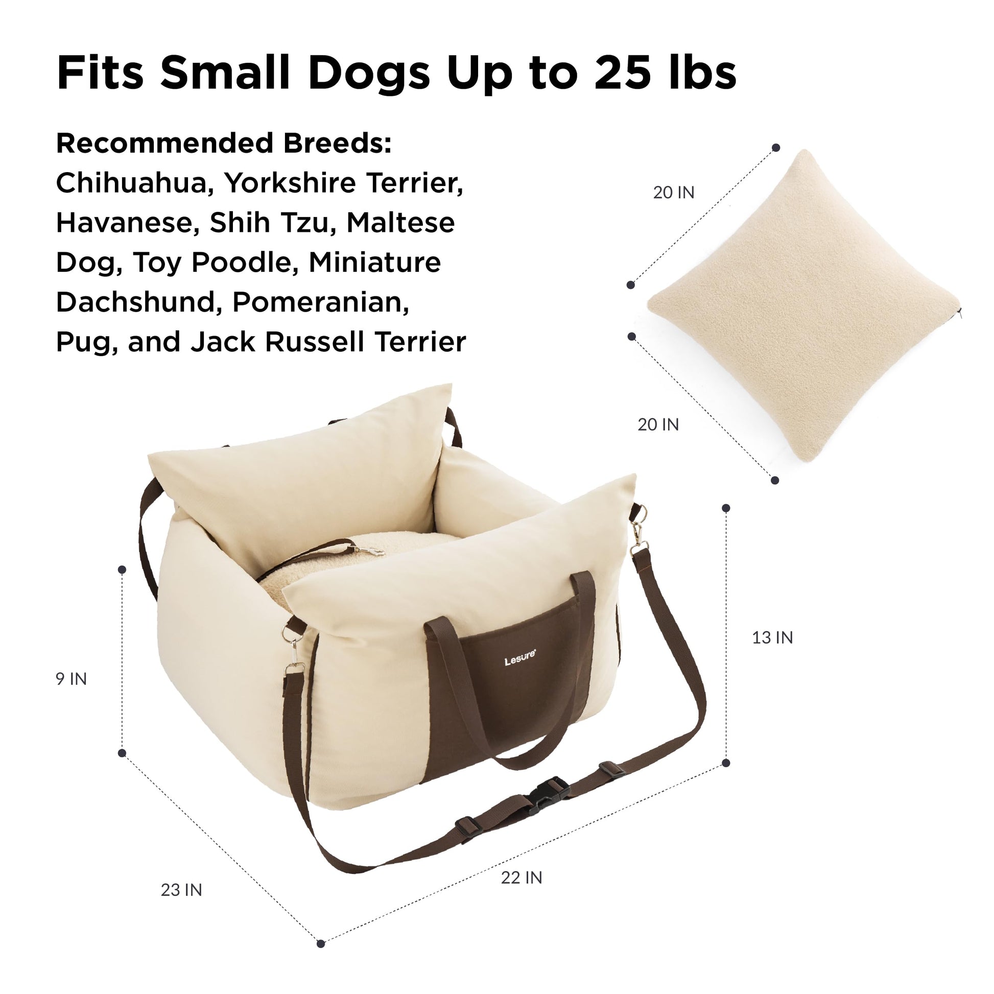 Lesure Small Dog Car Seat for Small Dogs Sherpa Dog Booster Seat