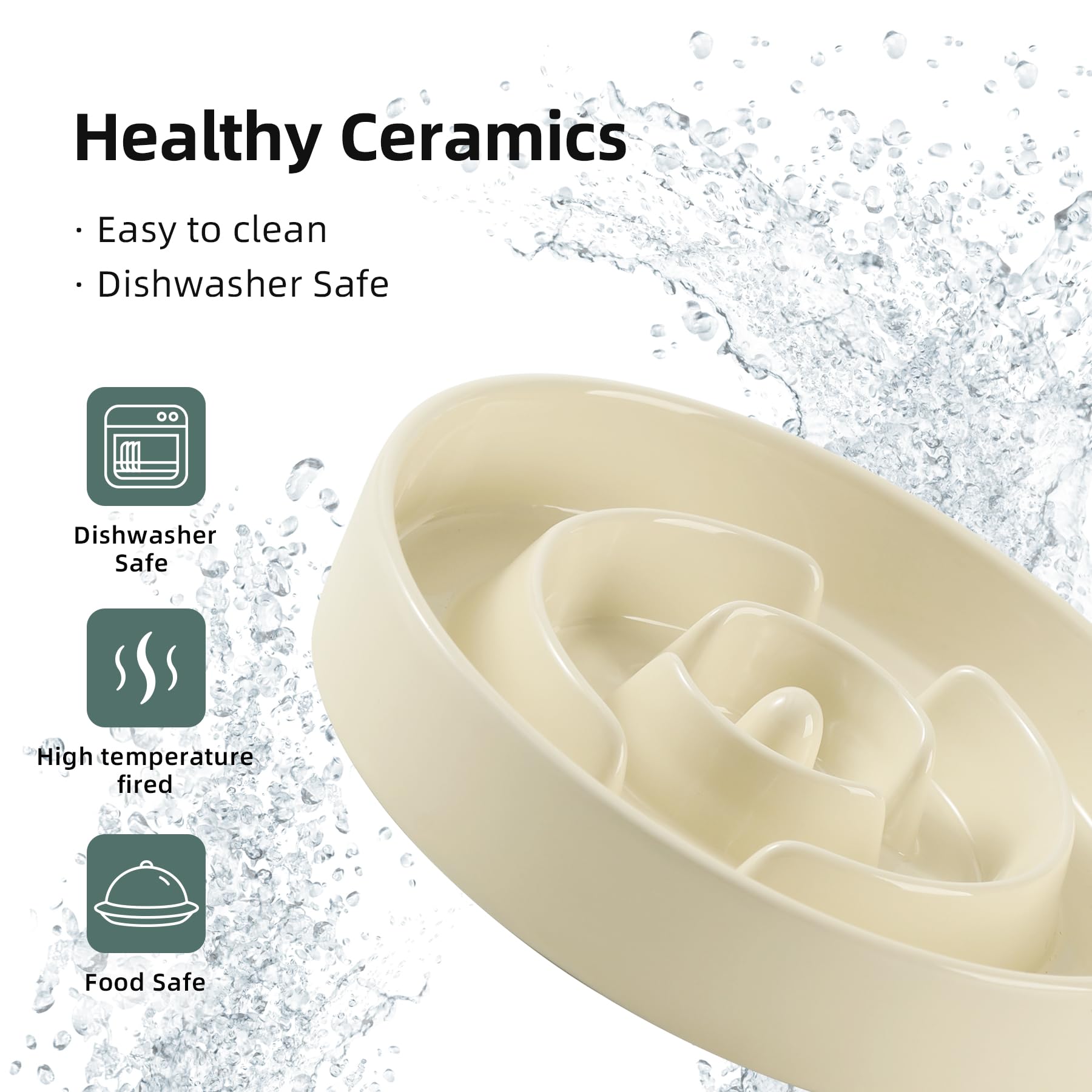 Havniva 3.2 Cup Ceramic Raised Slow Feeder Dog Bowl Set, Elevated Set