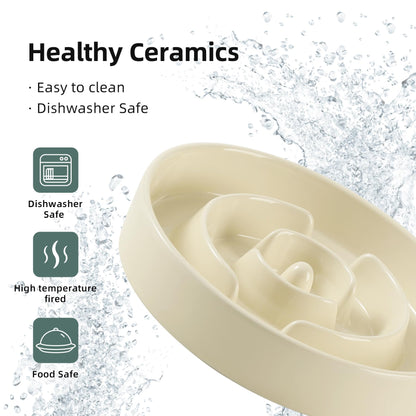 Havniva Ceramic Raised Slow Feeder Dog Bowl Set, Elevated Bowl Set