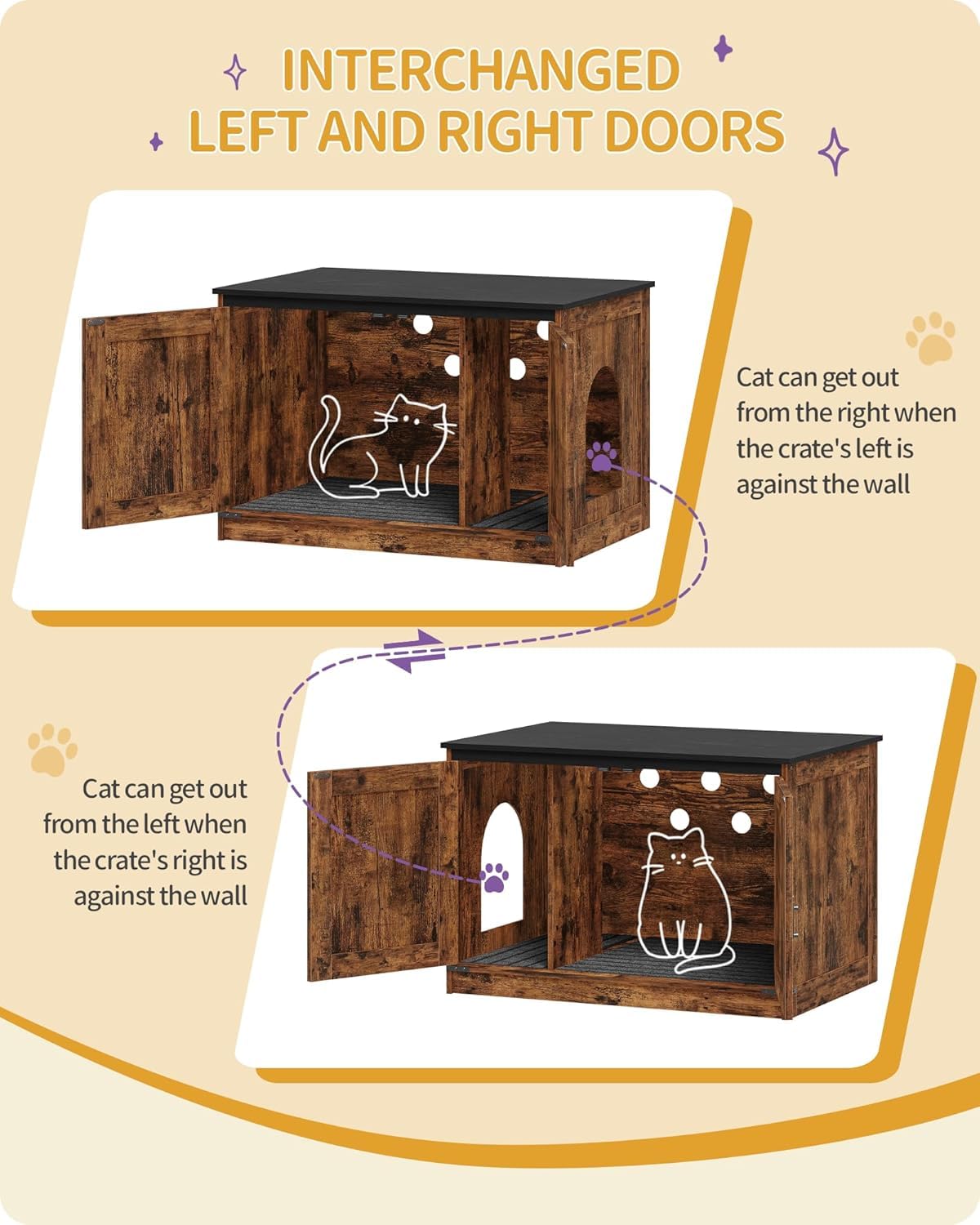 Hzuaneri Cat Litter Box Enclosure with Cushion, Hidden Litter House