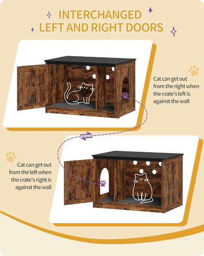 Hzuaneri Cat Litter Box Enclosure with Cushion, Hidden Litter House