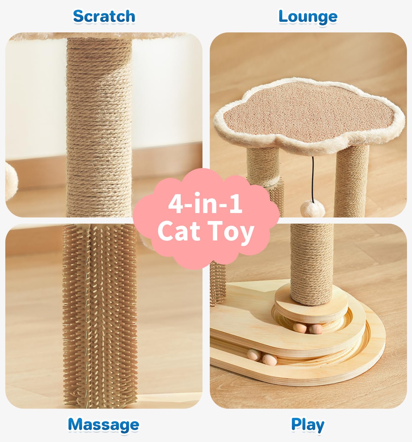 Made4Pets Cat Scratching Post, Cat Self Groomer for Indoor Scratcher