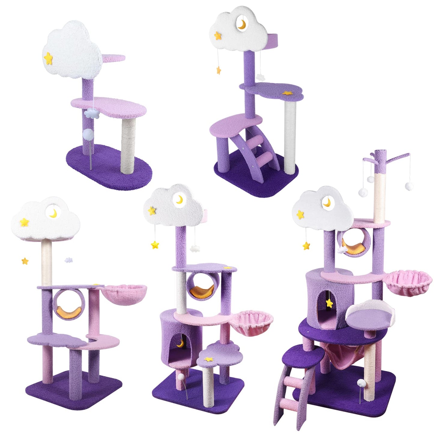 Lucky Monet Cat Tree for Indoor Cats, Multi-Level Cat Tower Ball