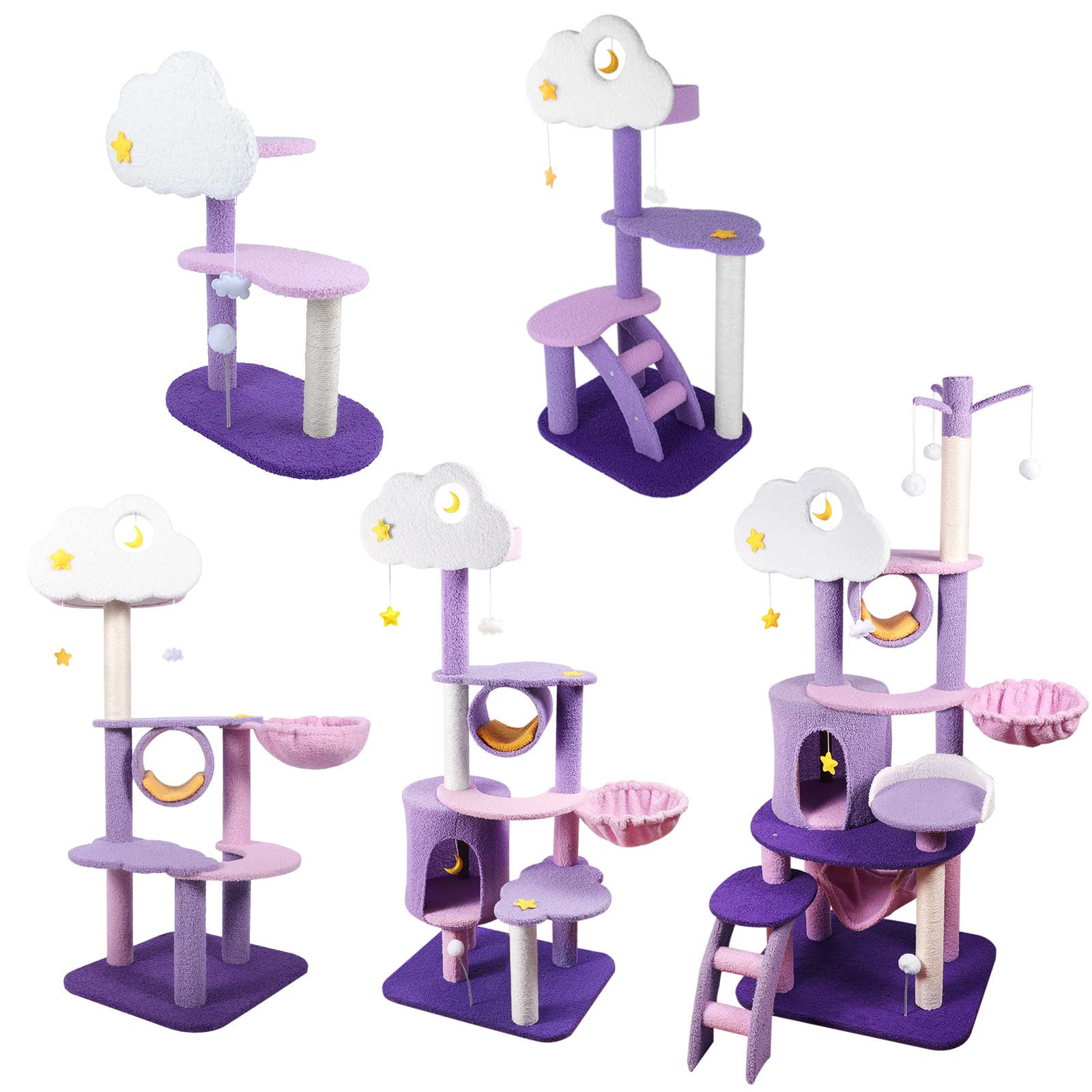 Lucky Monet Cat Tree for Indoor Cats, Multi-Level Cat Tower Ball
