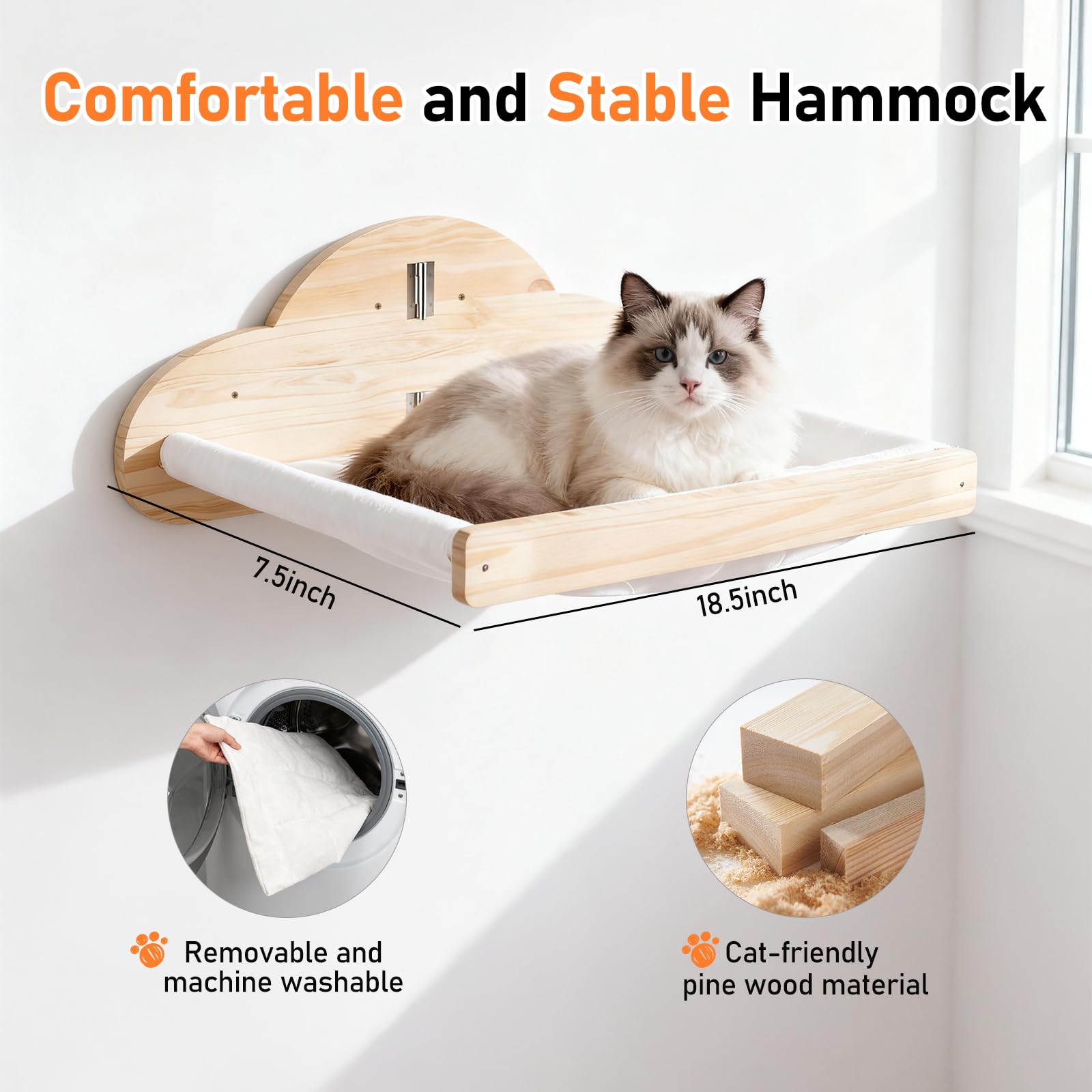 XiaZ Cat Wall Hammock Mounted Bed with 4 Climbing Steps, Modern Bed