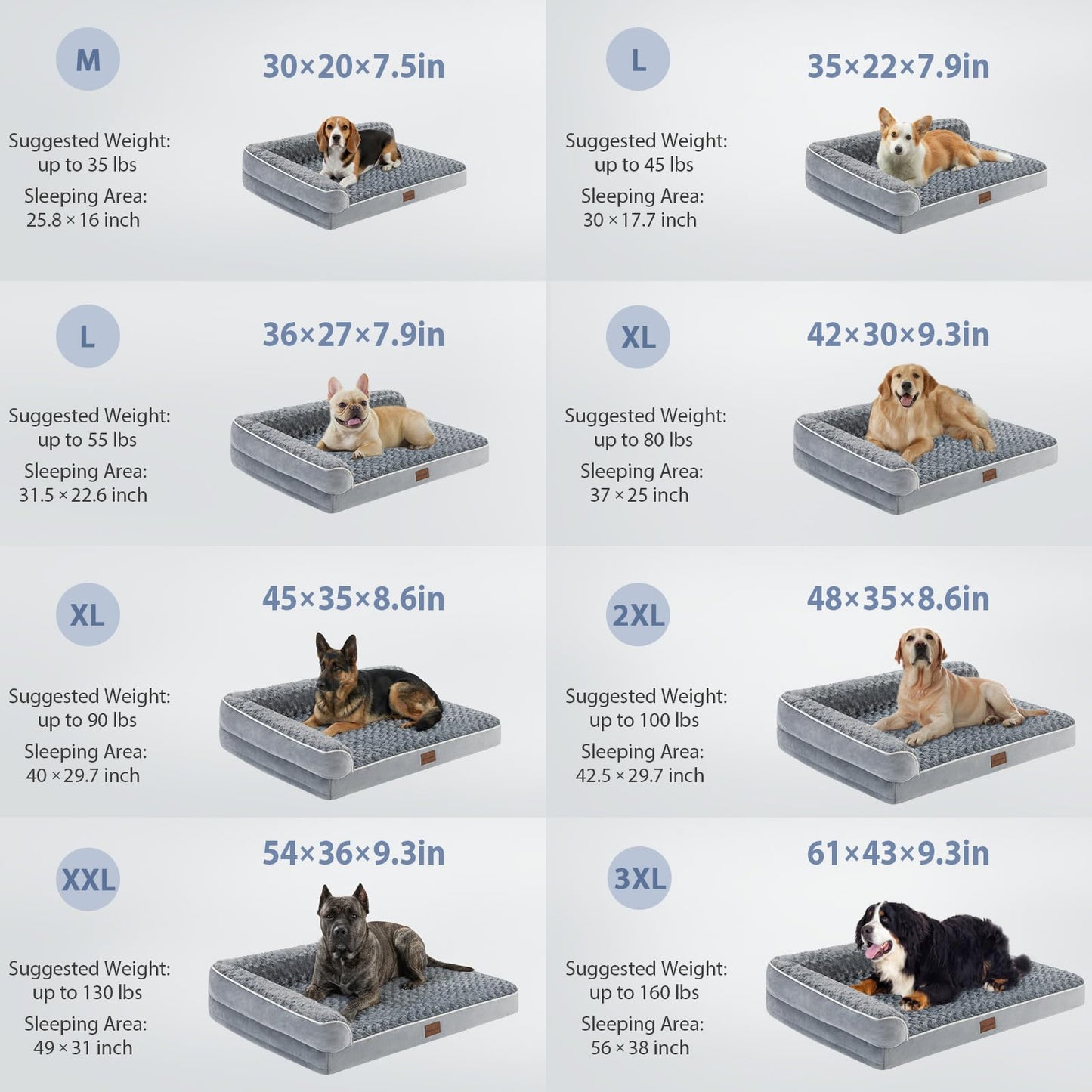 BFPETHOME Orthopedic Dog Beds for Large Dogs-Waterproof Sofa Dog Bed