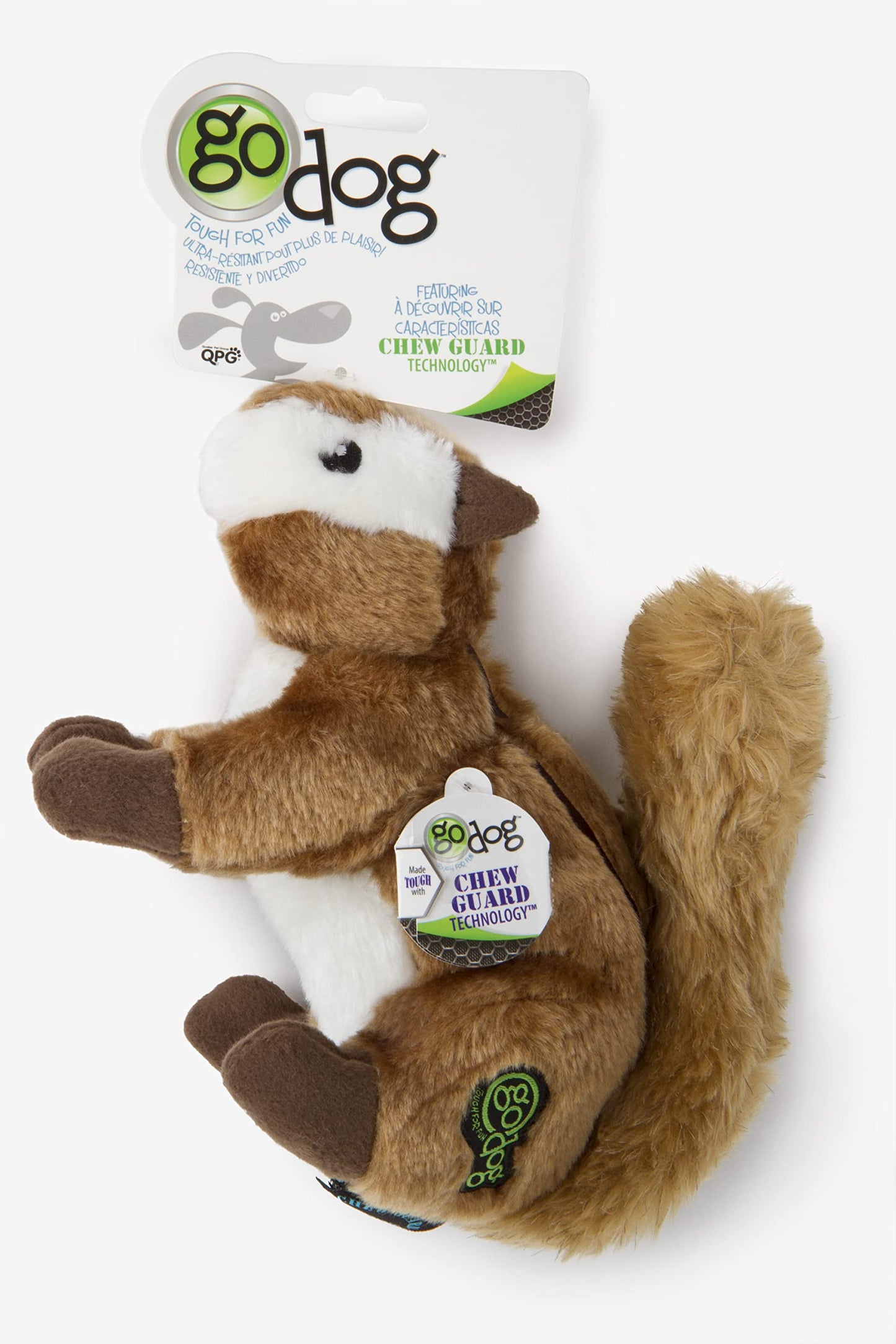 goDog Wildlife Chipmunk Squeaky Plush Dog Toy, Chew Guard Plush