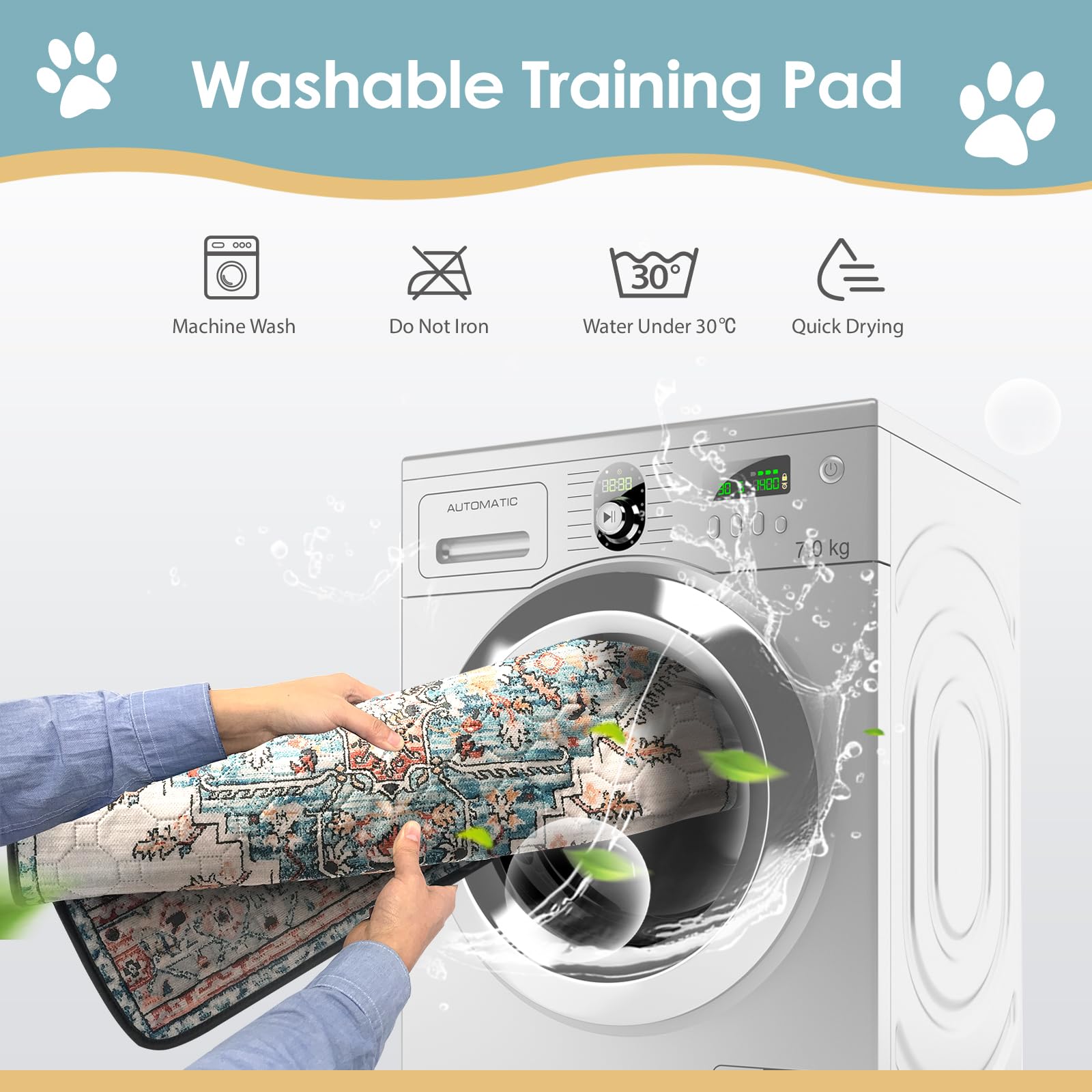 SCLOSE Washable Pee Pad for Dogs Extra Large, 72" x 72" Reusable Mat