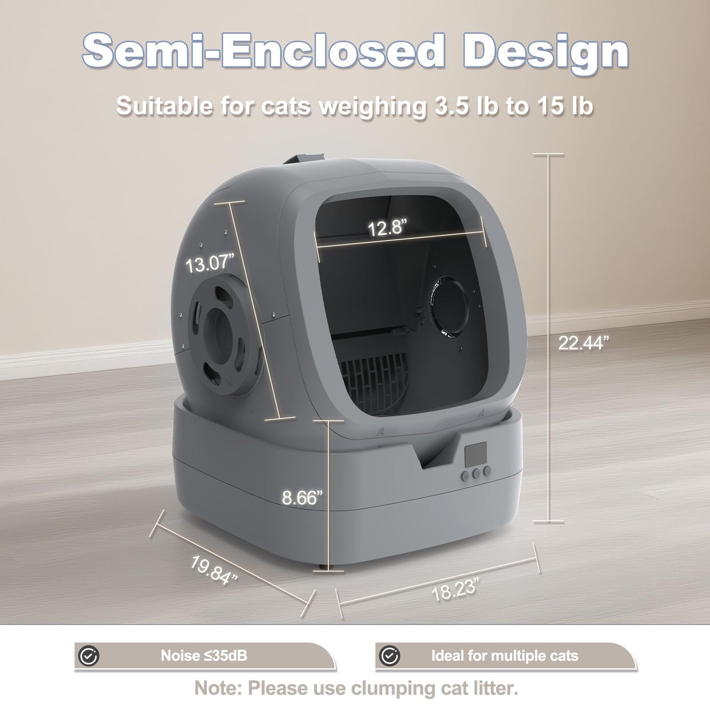 UPFAS Automatic Cat Litter Box Self Cleaning APP Control Weight Box