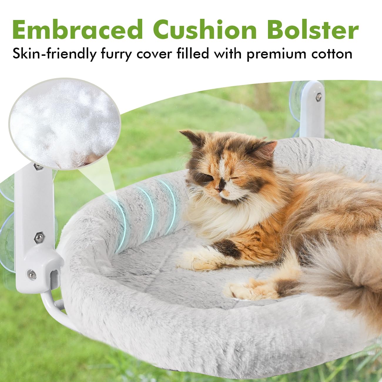 Zoratoo 2PC Cat Window Perch with Bolster Foldable Cat Hammock Cushion