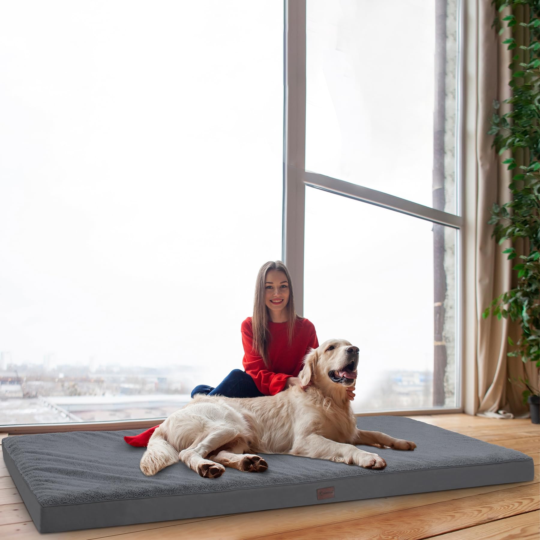 MIHIKK Waterproof Human Dog Bed Orthopedic Dog Beds for Crate