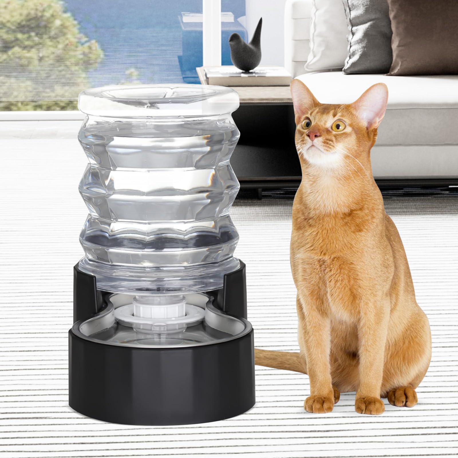 RIZZARI Dog Water Bowl Dispenser: Stainless Steel Gravity Feeder