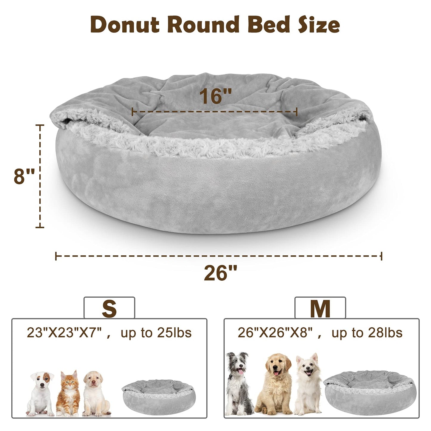 JOEJOY Dog Beds for Small Medium Dogs, Cozy Cuddler Luxury Puppy Bed