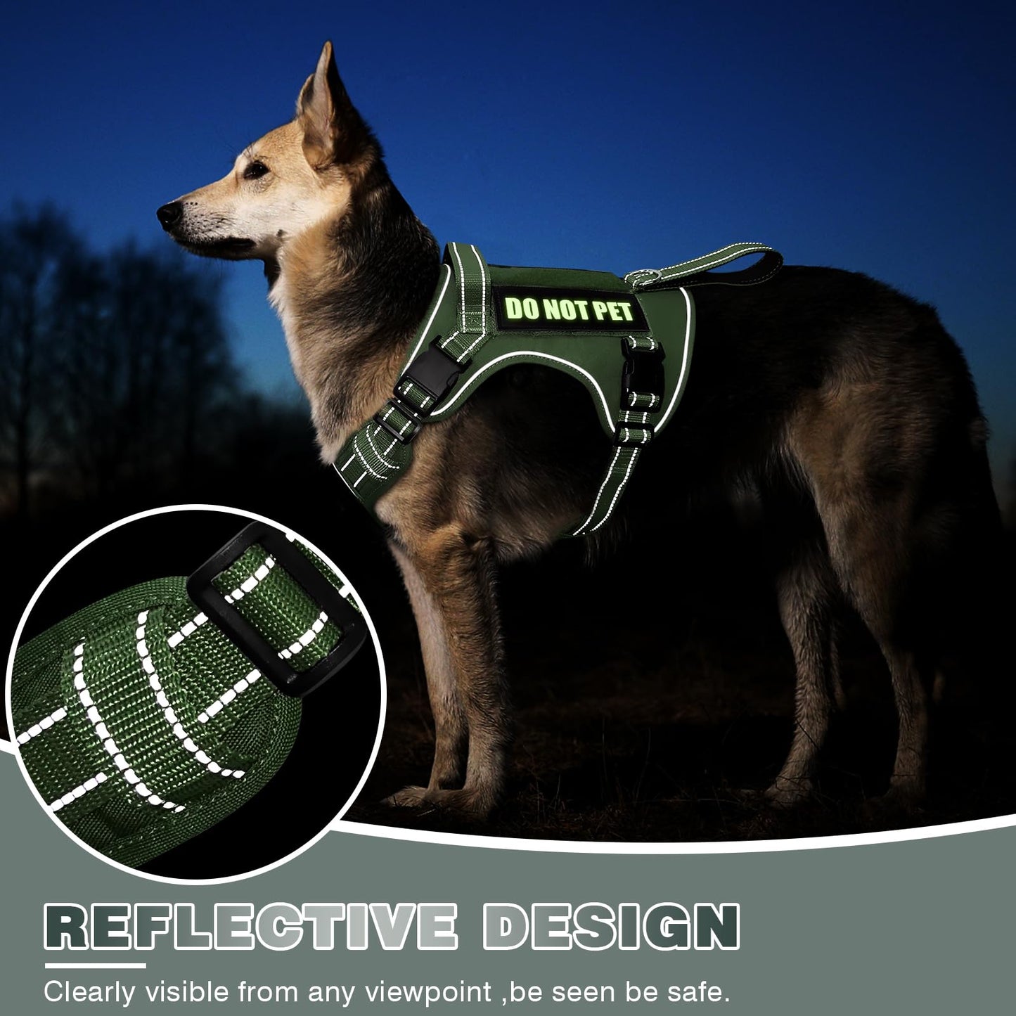 WINSEE Tactical Dog Harness, No Pull Dog Harness