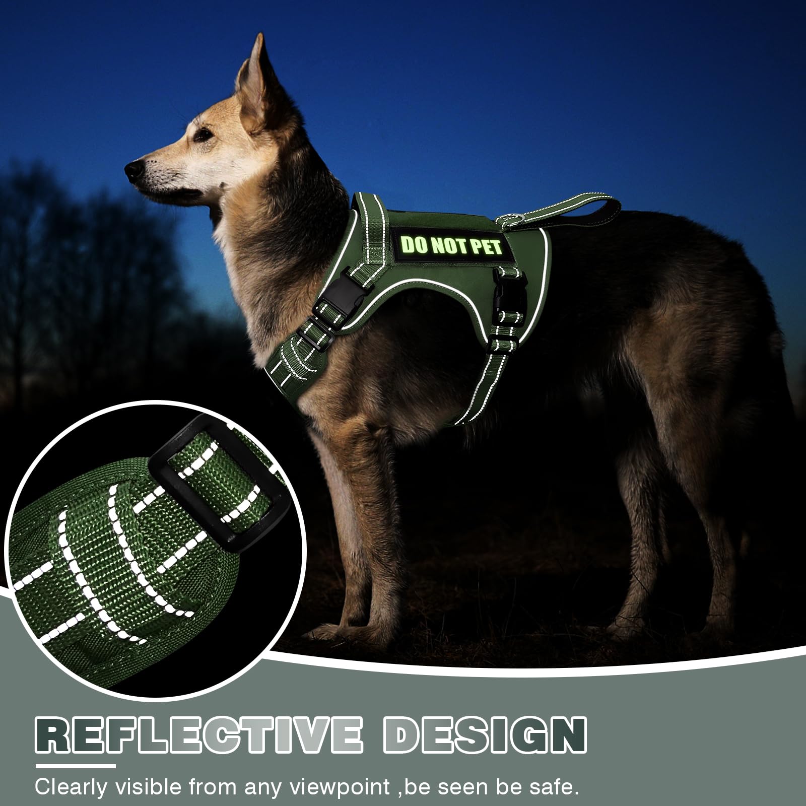 WINSEE Tactical Dog Harness, No Pull Dog Harness