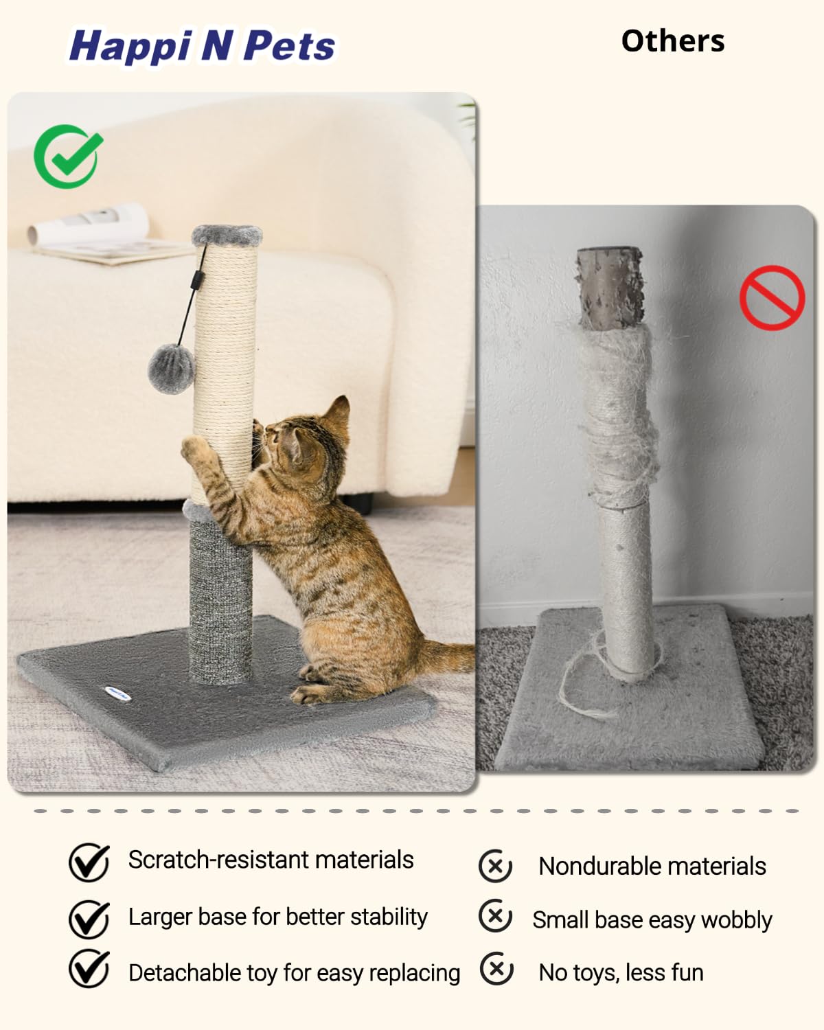 Happi N Pets Cat Scratching Post, Cat Scratcher for Indoor Scratcher