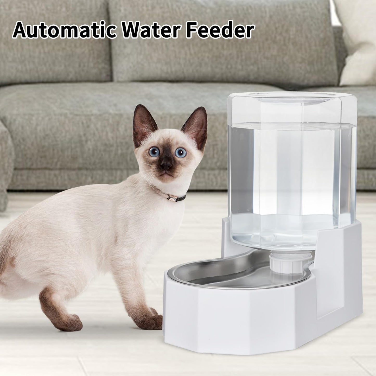 Sfozstra Large Dog Water Dispenser: Stainless Steel Gravity Cat Water