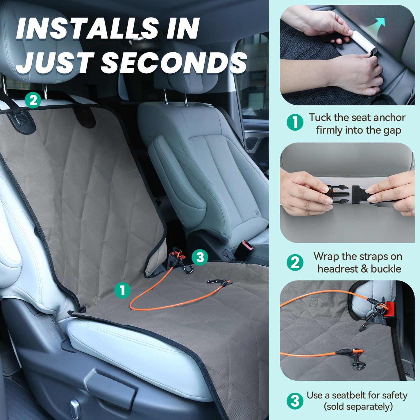 VIVAGLORY Dog Front Seat Cover Seatflex Car Seat Protector Seat